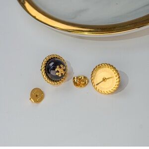 Tory Burch Gold and Blue Stud Earrings